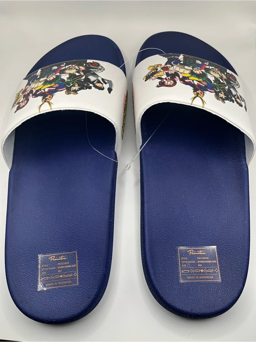 🆕Primitive My Hero Academia Class 1-A Slide Sandals Blue/White Men’s 8